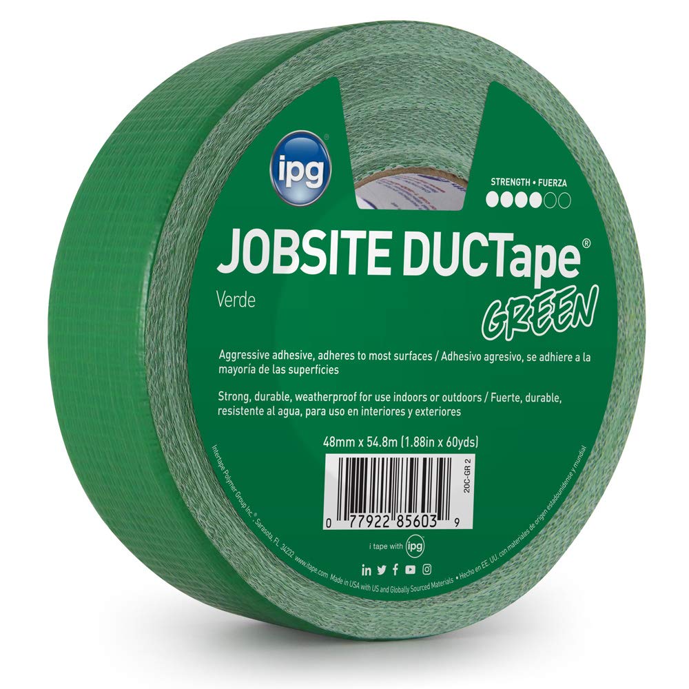 IPG JobSite DUCTape, Colored Duct Tape, 1.88" x 60 yd, Green (Single Roll) - Image 2
