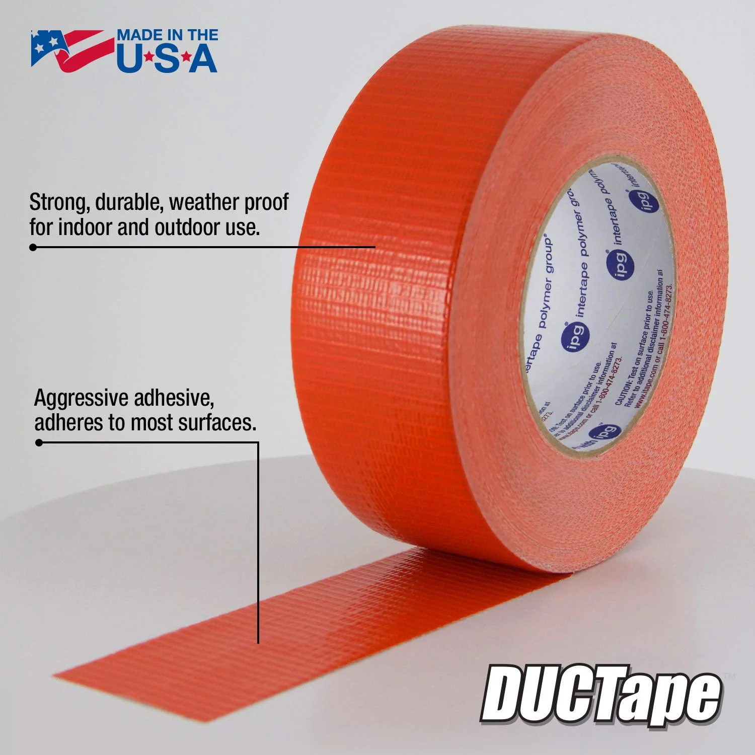IPG (20C-0R2) JobSite DUCTape, Colored Duct Tape, 1.88" x 60 yd, Orange (Single Roll) - Image 3