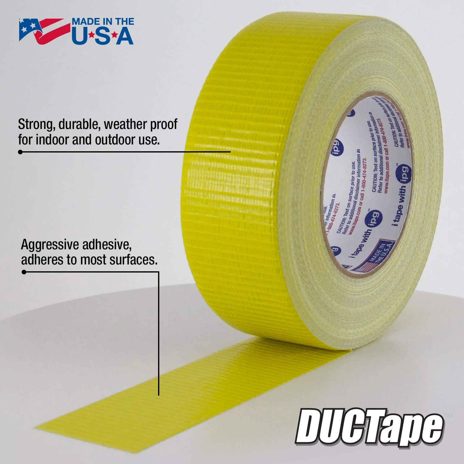 IPG (20C-Y2) JobSite DUCTape, Colored Duct Tape, 1.88" x 60 yd, Yellow (Single Roll) - Image 3