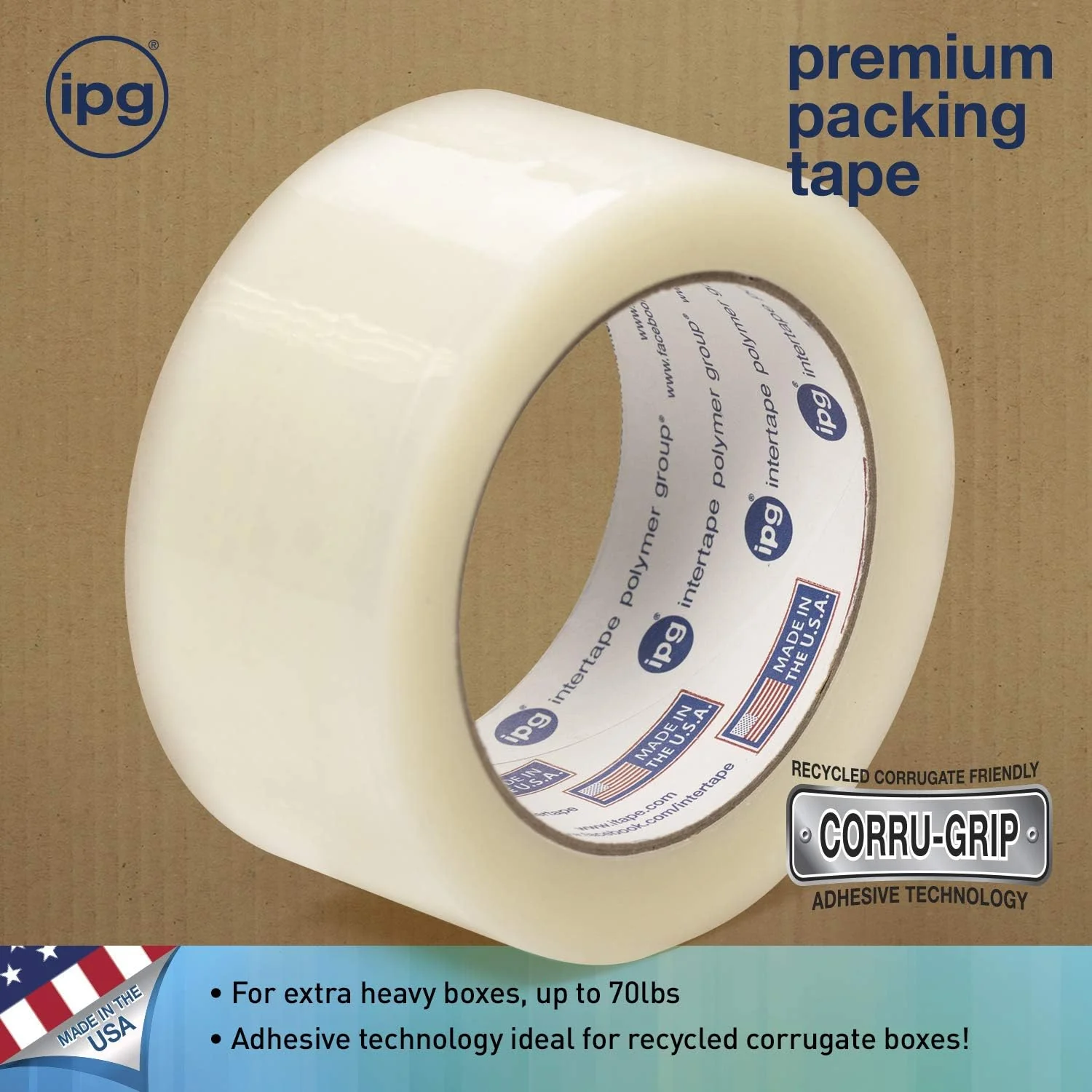 IPG Premium Packing Tape, 1.88" x 60 yd, Clear (Single Roll) - Image 3