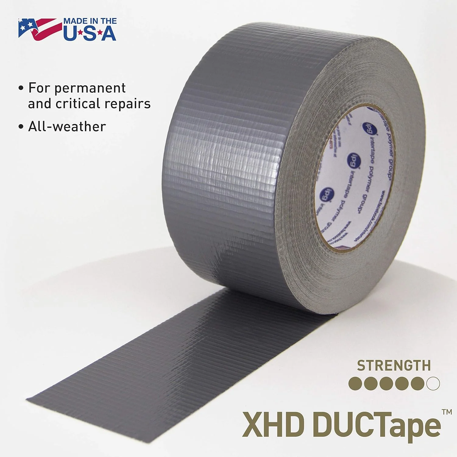 IPG XHD DUCTape, Extra Heavy Duty Duct Tape, 2.83" x 60 yd, Silver (Single Roll) - Image 3