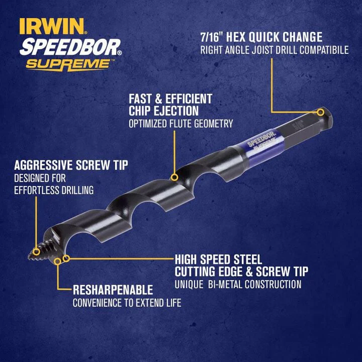 IRWIN IWAX3016 Auger Bit Speedbor Supreme 5/8in X 7 1/2in - Image 2