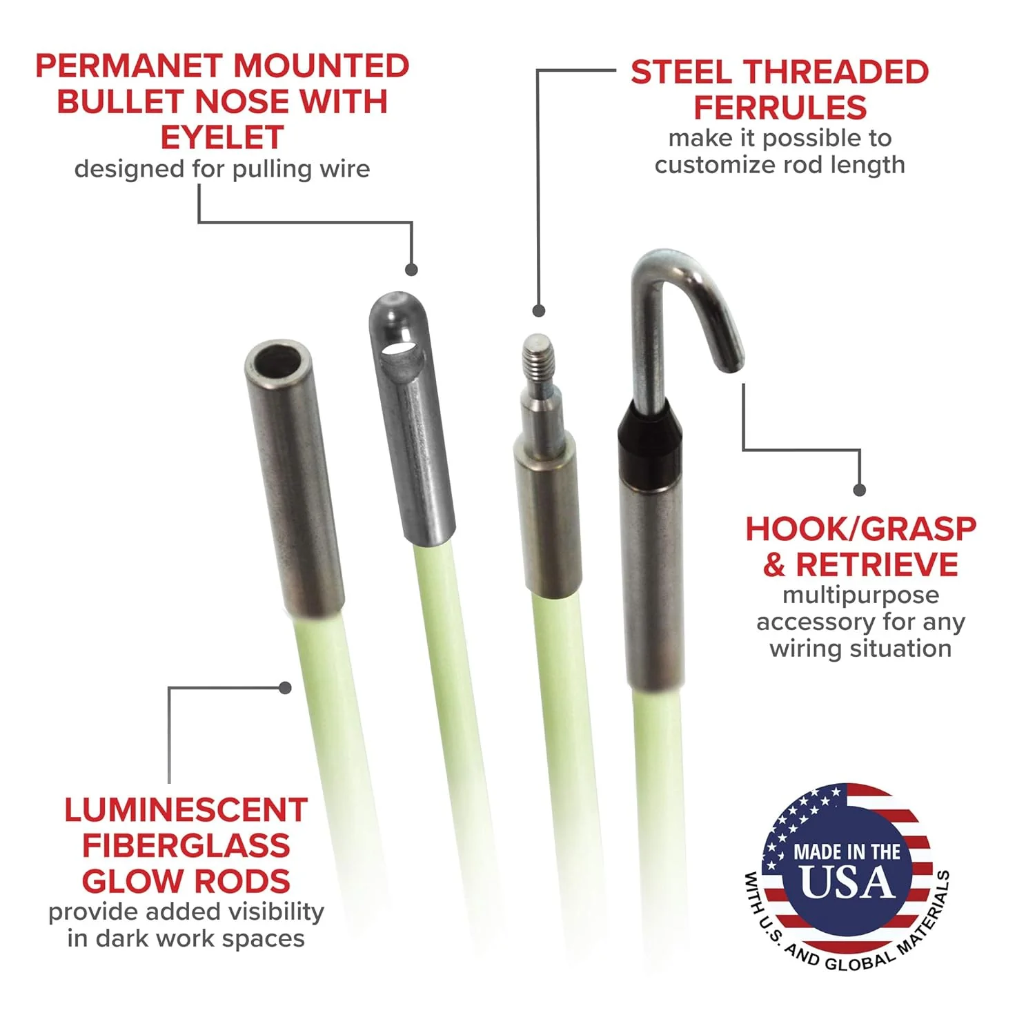 Jameson 7-8VK Fiberglass Glow Rod Kit, 34' - Image 3