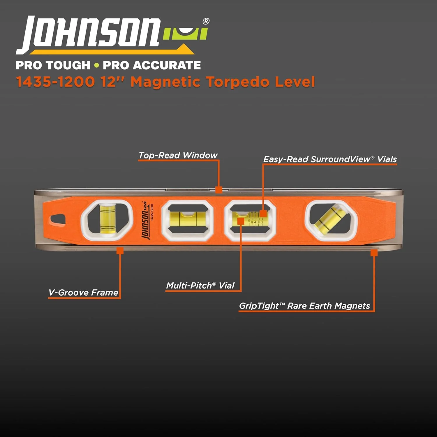 Johnson 1435-1200 12” Magnetic Torpedo Level - Image 6