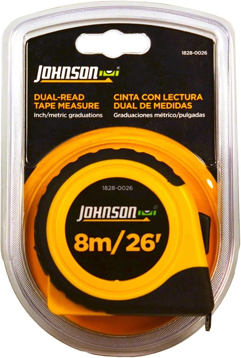 Johnson Level & Tool 1828-0026 Metric/Inch Power Tape, 8m/26', Black/Yellow - Image 2