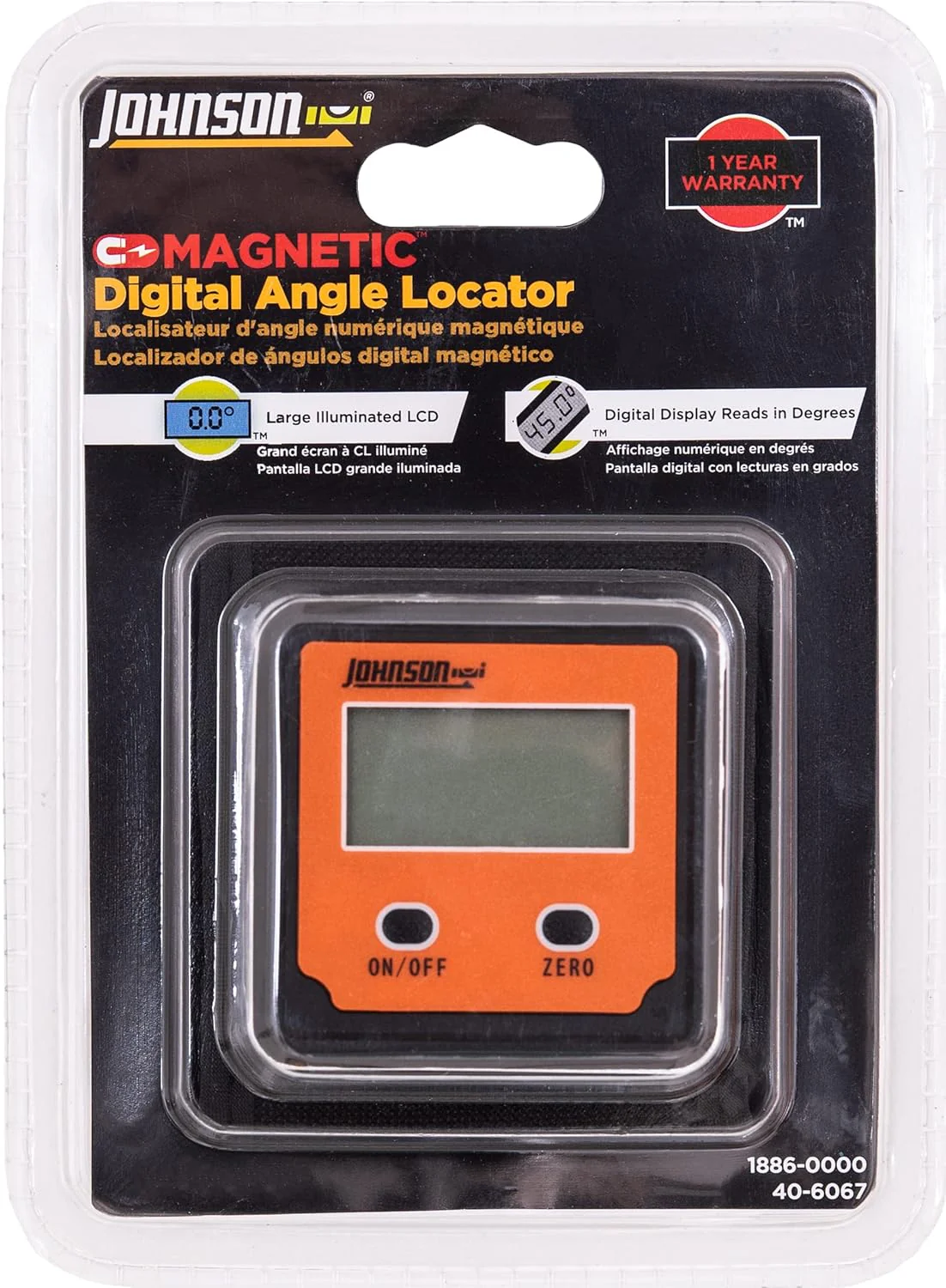 Johnson 1886-0000 Magnetic Digital Angle Locator with 2 Buttons, Digital Pitch & Slope Locator - Image 3