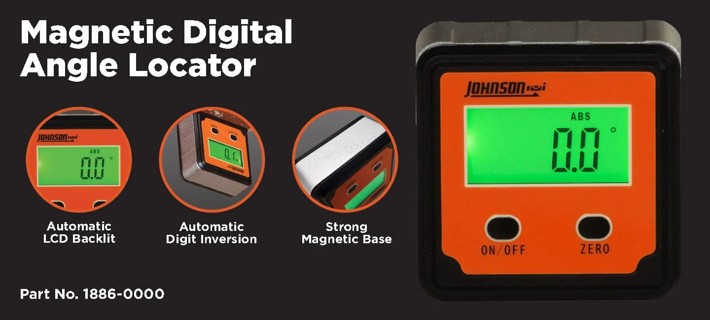 Johnson 1886-0000 Magnetic Digital Angle Locator with 2 Buttons, Digital Pitch & Slope Locator - Image 4