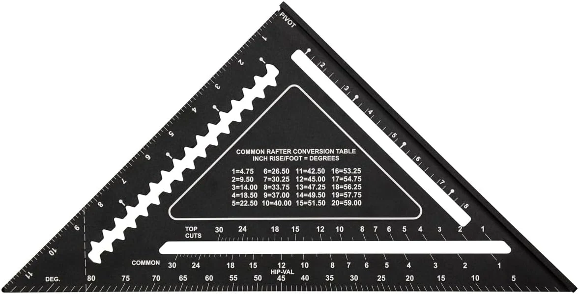 Johnson Level & Tool 1904-1200 Johnny Square Professional Easy-Read Aluminum Rafter Square, 12", Black - Image 2