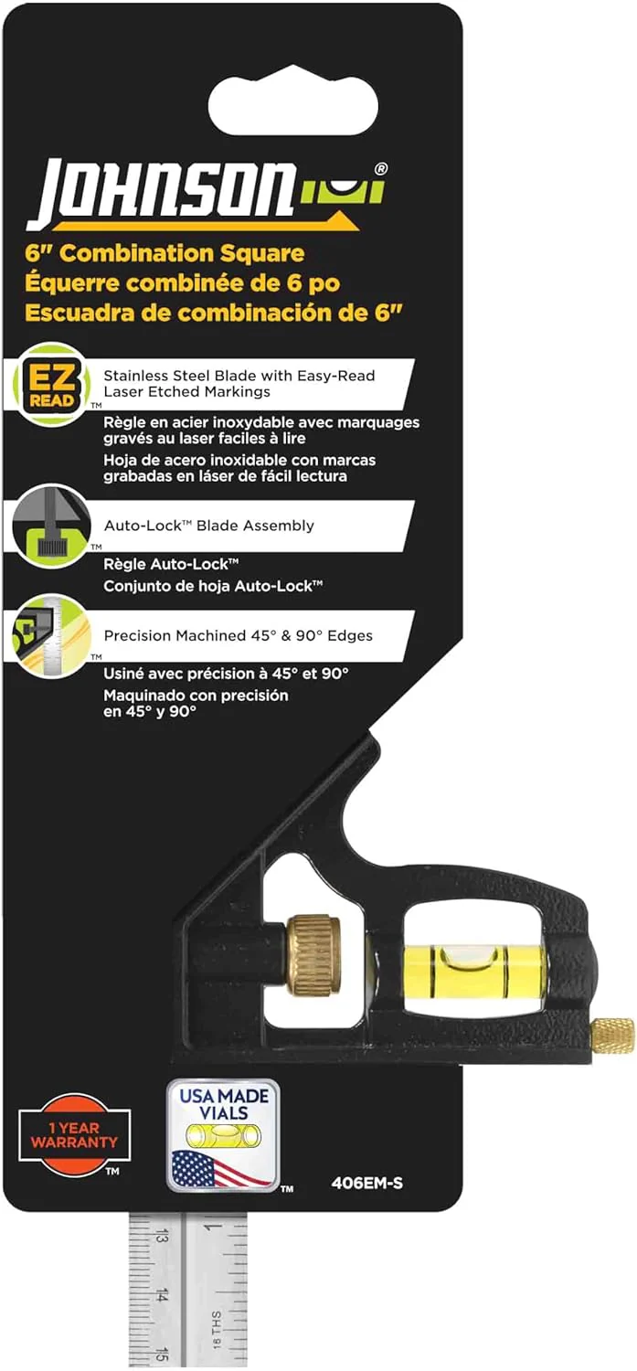 Johnson 406EM-S Heavy Duty Professional Inch/Metric Metal Combination Square, 6" - Image 3