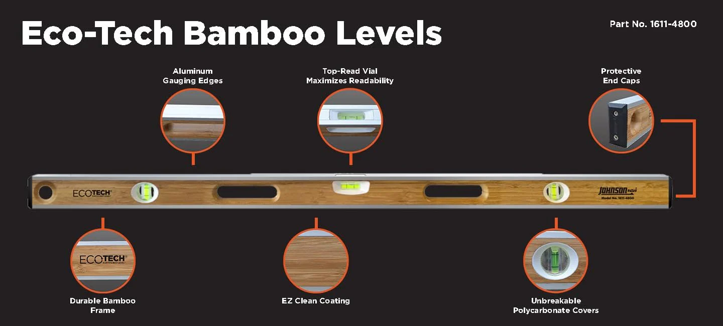 Johnson 1611-4800 48-in Bamboo Level, Black - Image 2