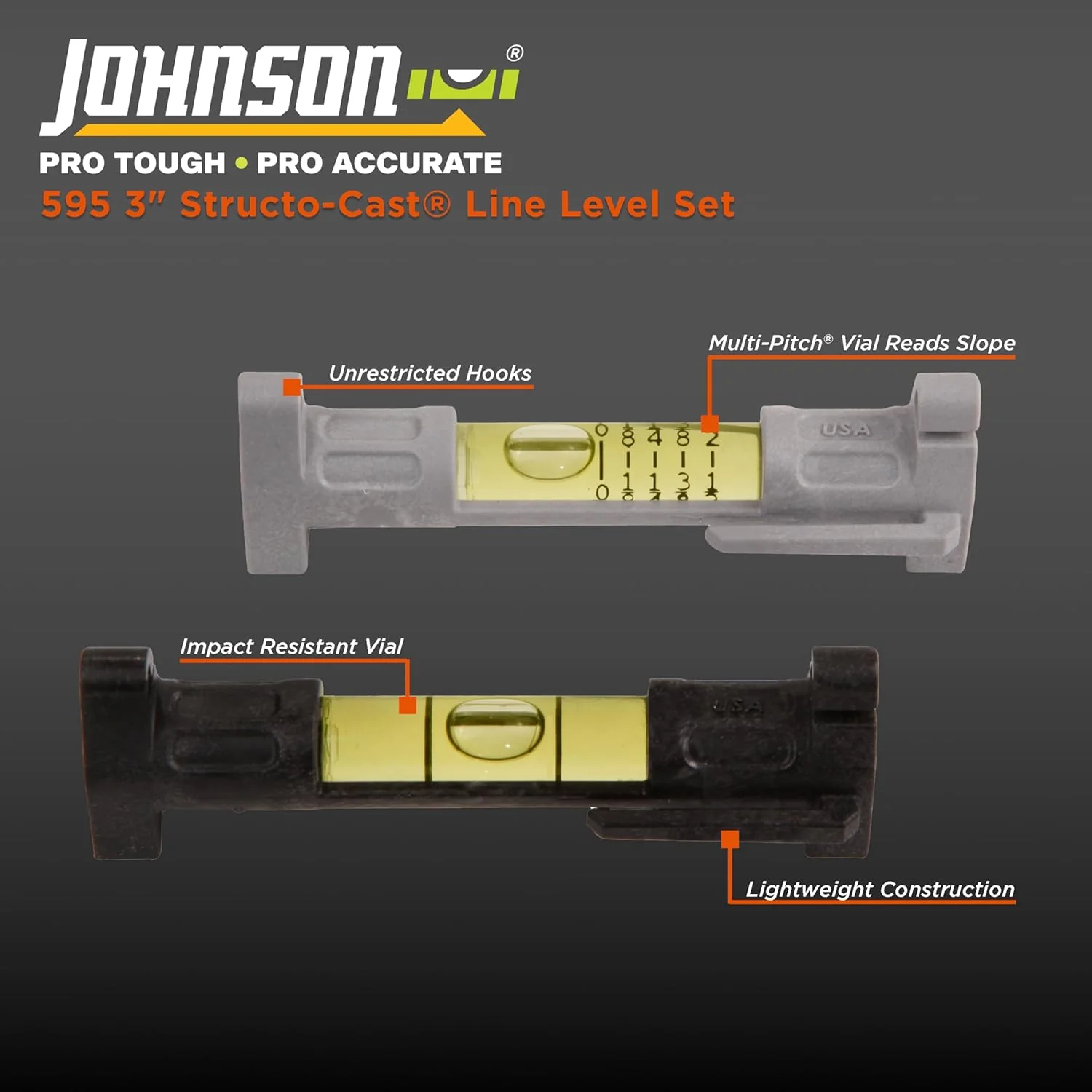 Johnson 595 Structo-Cast 3" Line Level, Level Kit - Image 4