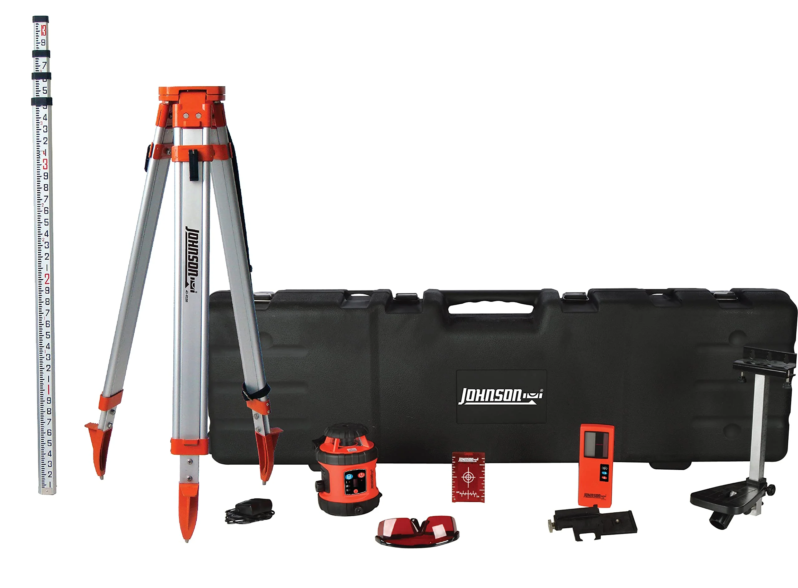 Johnson 99-026K Self-Leveling Horizontal Rotary Laser System with Hard Case Kit, 50 x 14.5", Red