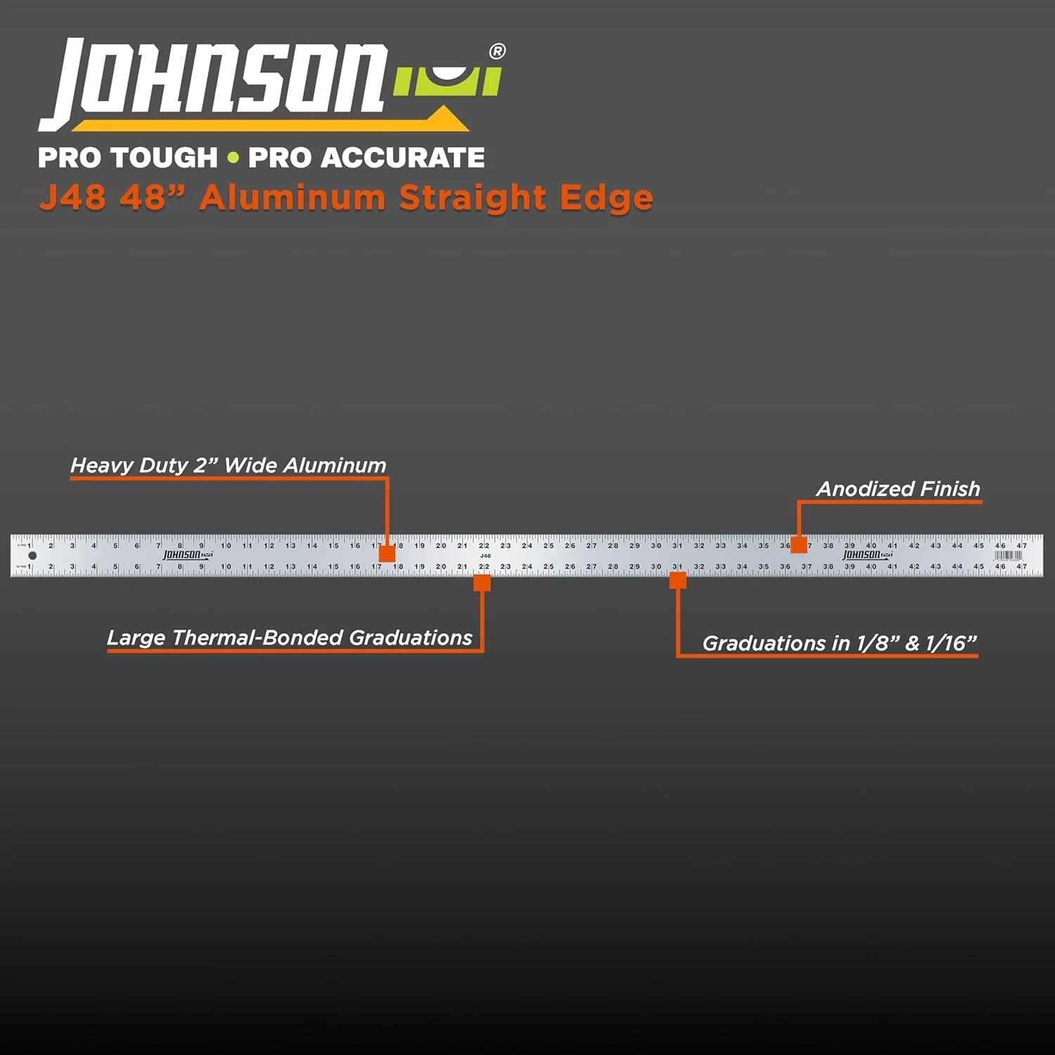 Johnson Level & Tool J48 Aluminum Straight Edge, 48" - Image 2