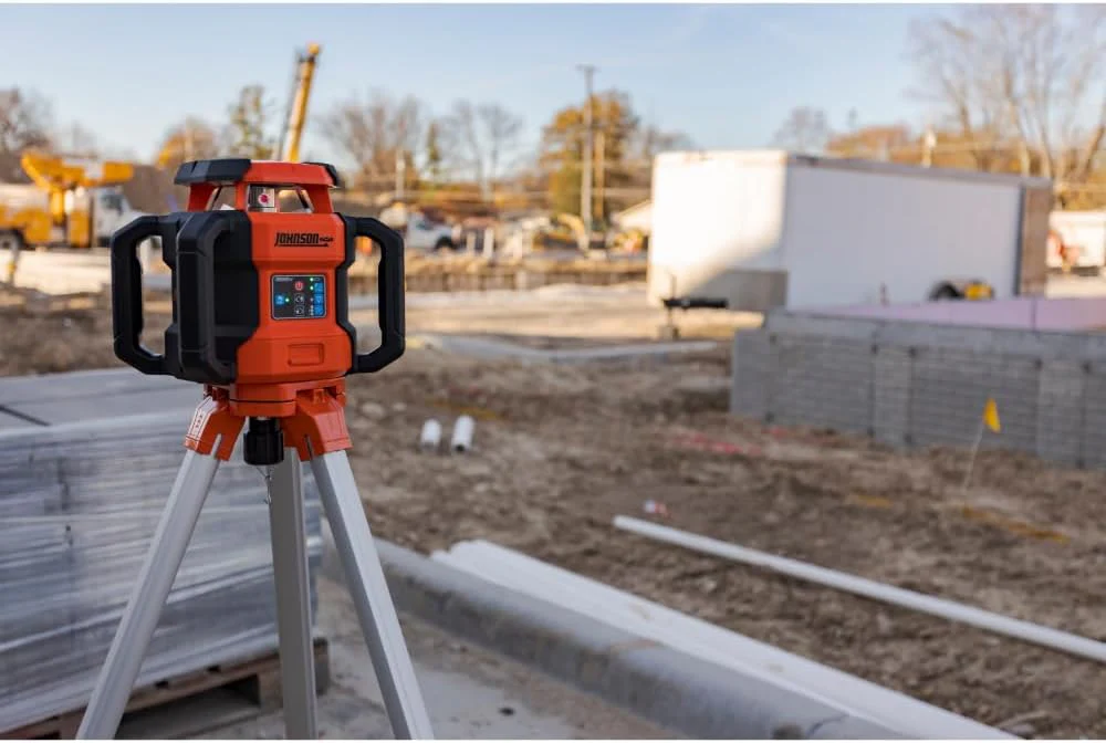 Johnson JRT300-RDHV-S Self-Leveling Red Dual Slope Rotary Laser System, 4,000FT Range, Lithium Ion Batteries, Magnetic Target, Laser Detector, Remote Control, Tripod and 13 FT Grade Rod - Image 4