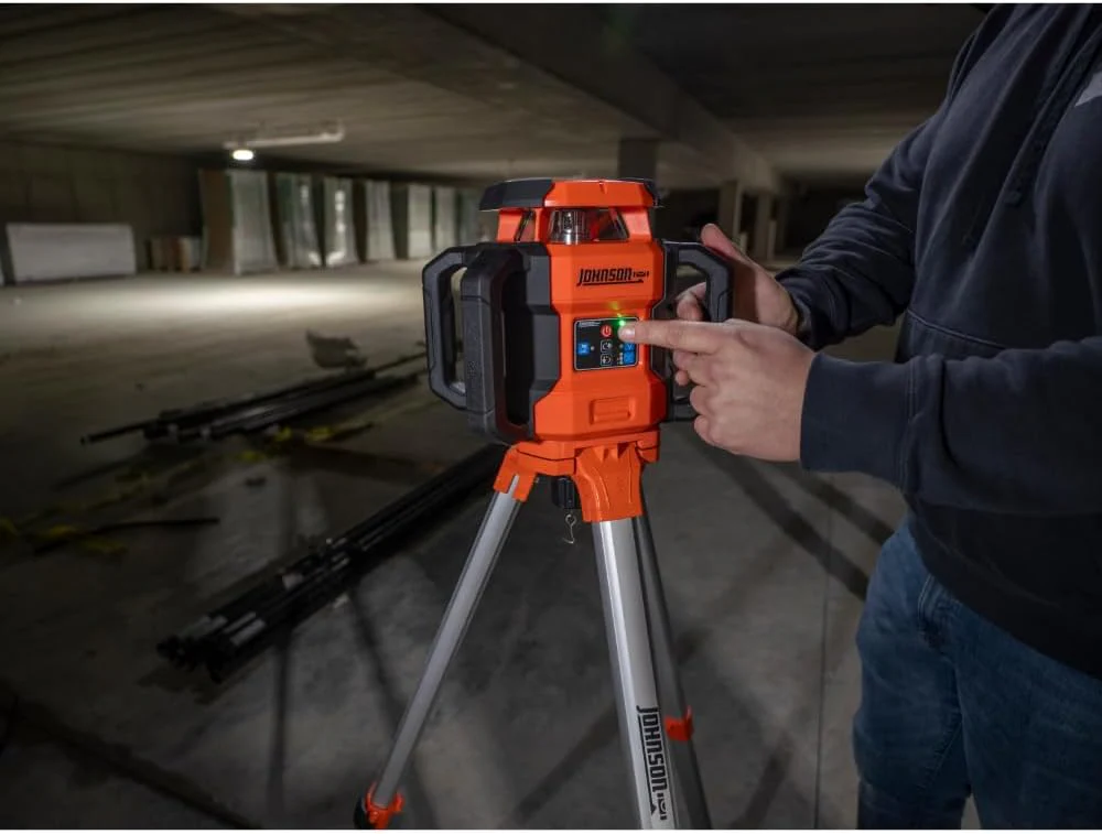 Johnson JRT300-RDHV-S Self-Leveling Red Dual Slope Rotary Laser System, 4,000FT Range, Lithium Ion Batteries, Magnetic Target, Laser Detector, Remote Control, Tripod and 13 FT Grade Rod - Image 6