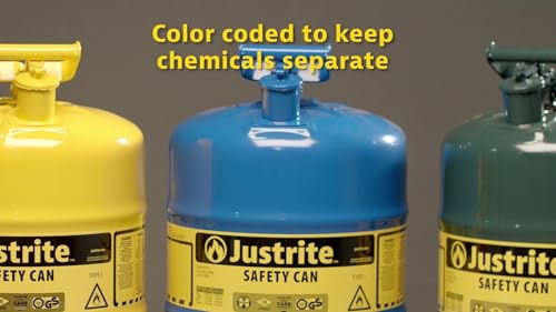 Justrite 1 Gallon Type I Blue Safety Can for Kerosene with Flame Arrester, Self-Closing Lid, and Funnel, Made in The USA, Galvanized Steel Flammable Storage Can, 7110310 - Image 3