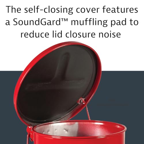 Justrite 10 Gallon Galvanized Steel Oily Waste Can, 18" x 14" Metal Oil Rag Safety Can with Quiet Foot Operated Self-Closing Lid for Oil Rag Disposal, Made in The USA, Red, 09308 - Image 5