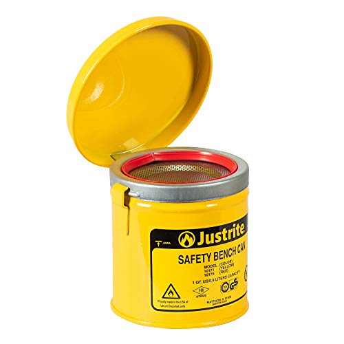 Justrite 10171 Steel Bench Can, 1L Capacity, Yellow - Image 2