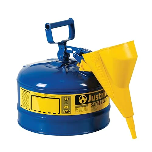 Justrite 2.5 Gallon Type I Blue Safety Can for Kerosene with Flame Arrester, Self-Closing Lid, and Funnel, Made in The USA, Galvanized Steel Flammable Storage Can, 7125310 - Image 2