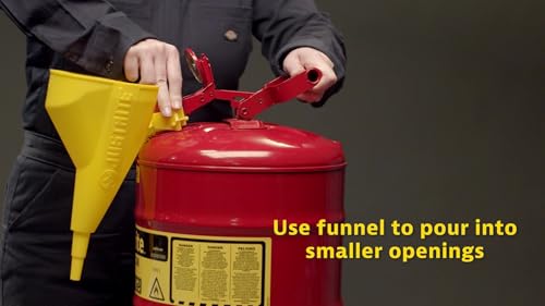 Justrite 2.5 Gallon Type I Red Safety Gas Can for Gasoline with Flame Arrester, Self-Closing Lid, and Funnel, Made in The USA, Galvanized Steel Flammable Storage Can, 7125110 - Image 9