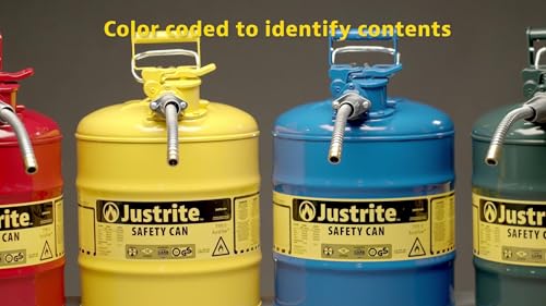 Justrite 2.5 Gallon Type II Green Safety Can for Oil with Flame Arrester, Self-Closing Lid, and 1" Flexible Metal Spout, Made in the USA, Galvanized Steel Flammable Storage Can, 7225430 - Image 4
