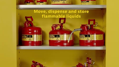 Justrite 2.5 Gallon Type II Yellow Safety Can for Diesel with Flame Arrester, Self-Closing Lid, and 1" Flexible Metal Spout, Made in the USA, Galvanized Steel Flammable Storage Can, 7225230 - Image 10