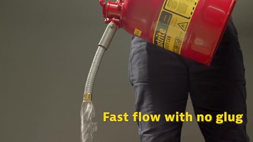 Justrite 2.5 Gallon Type II Yellow Safety Can for Diesel with Flame Arrester, Self-Closing Lid, and 5/8" Flexible Metal Spout, Made in the USA, Galvanized Steel Flammable Storage Can, 7225220 - Image 8
