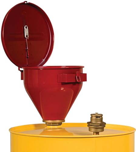 Justrite 2.6 Gallon Drum Funnel for Flammables with Emergency-Fusing Self-Closing Cover, Flame Arrester, and 2" Bung Hole Adapter, Made in The USA, 08207 - Image 9