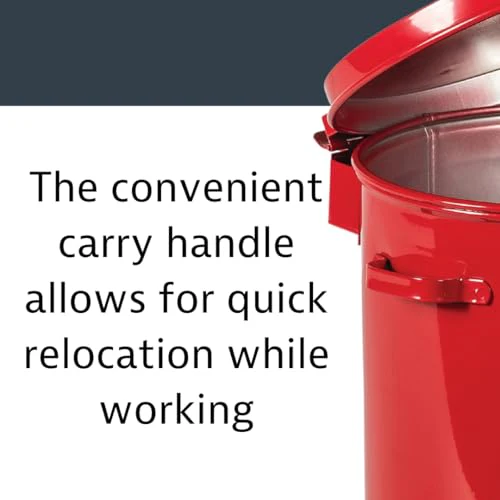 Justrite 2 Gallon Galvanized Steel Countertop Oily Waste Can, 9" x 9.6" Metal Oil Rag Safety Can with Hand Operated Self-Closing Lid for Oil Rag Disposal, Made in The USA, Red, 09200 - Image 5