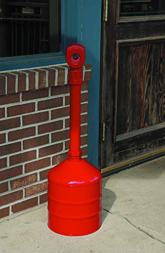 Justrite 26811R Steel Heavy Duty Butt Cans Cigarette Butt Receptacle, 5 Gallon Capacity, 11-1/2" Diameter x 38-1/2" Height, Red - Image 2