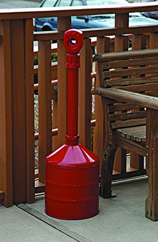 Justrite 26811R Steel Heavy Duty Butt Cans Cigarette Butt Receptacle, 5 Gallon Capacity, 11-1/2" Diameter x 38-1/2" Height, Red - Image 4