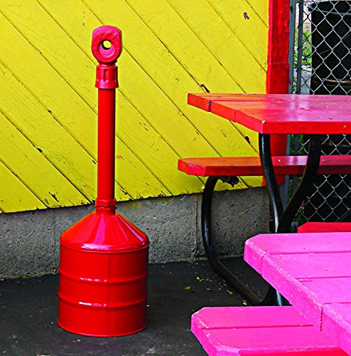 Justrite 26811R Steel Heavy Duty Butt Cans Cigarette Butt Receptacle, 5 Gallon Capacity, 11-1/2" Diameter x 38-1/2" Height, Red - Image 7