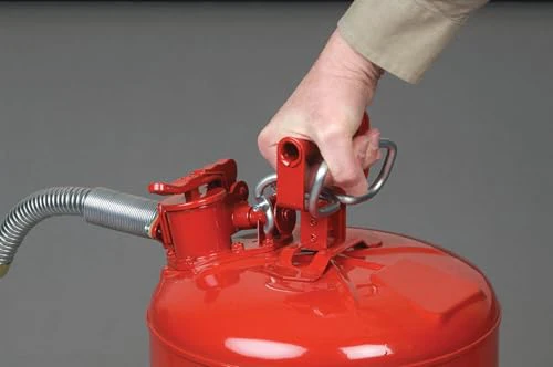 Justrite 5 Gallon Type II Red Safety Gas Can for Gasoline with Flame Arrester, Self-Closing Lid, and 1" Flexible Metal Spout, Made in the USA, Galvanized Steel Flammable Storage Can, 7250130 - Image 6