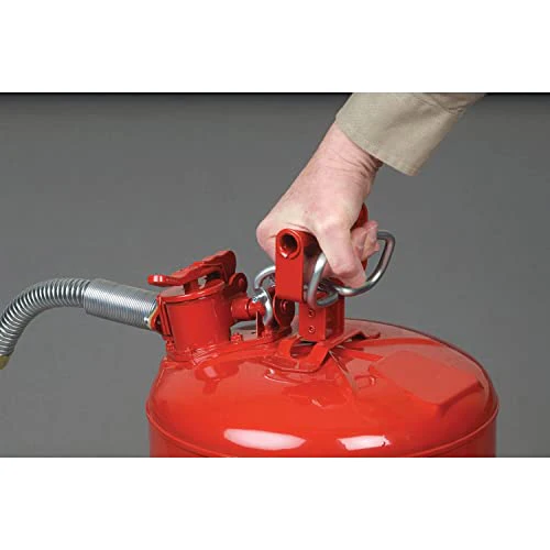 Justrite 5 Gallon Type II Yellow Safety Can for Diesel with Flame Arrester, Self-Closing Lid, and 5/8" Flexible Metal Spout, Made in the USA, Galvanized Steel Flammable Storage Can, 7250220 - Image 2