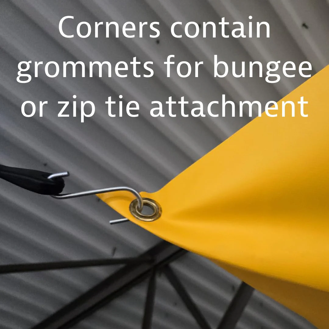 Justrite 28300 Ceiling Leak Diverter Tarp with Hose Connection and Corner Grommets, 5' x 5' Puncture-Resistant and Watertight PVC-Coated Fabric for Temporary Leak Fix - Image 4