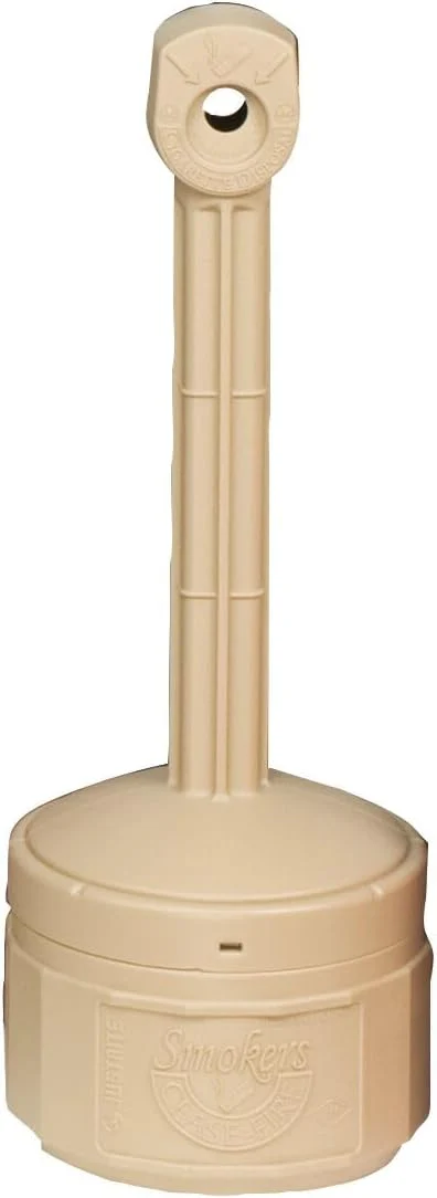 Justrite (26806B) Personal Smoker’s Cease-Fire Outdoor Ashtray, Polyethylene Standing Ashtray with Steel Bucket, 1 Gallon, Adobe Beige - Image 2