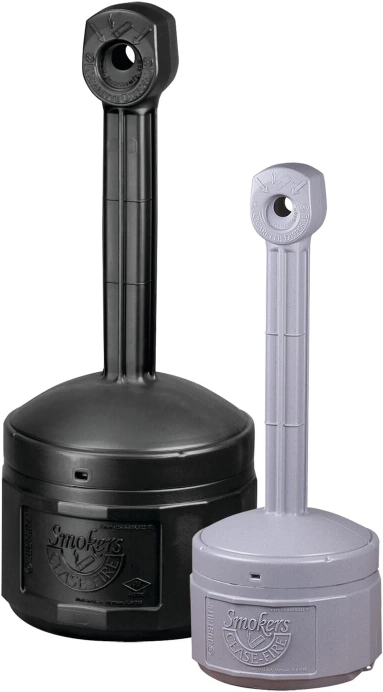 Justrite (26806D) Personal Smoker’s Cease-Fire Outdoor Ashtray, Polyethylene Standing Ashtray with Steel Bucket, 1 Gallon, Black - Image 6