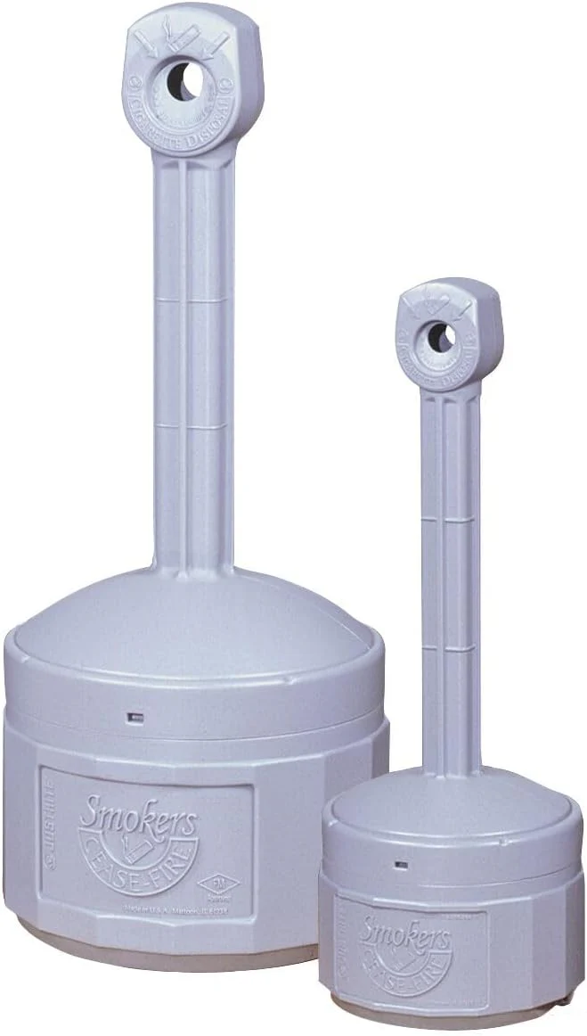 Justrite (26806) Personal Smoker’s Cease-Fire Outdoor Ashtray, Polyethylene Standing Ashtray with Steel Bucket, 1 Gallon, Grey - Image 5