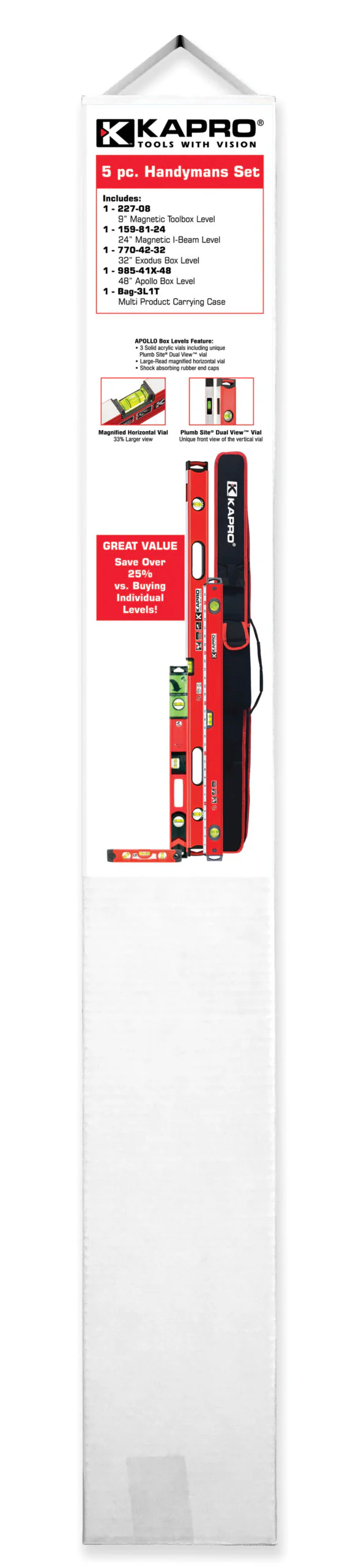 Kapro 985-48-HBS Handyman Level Set 5pc