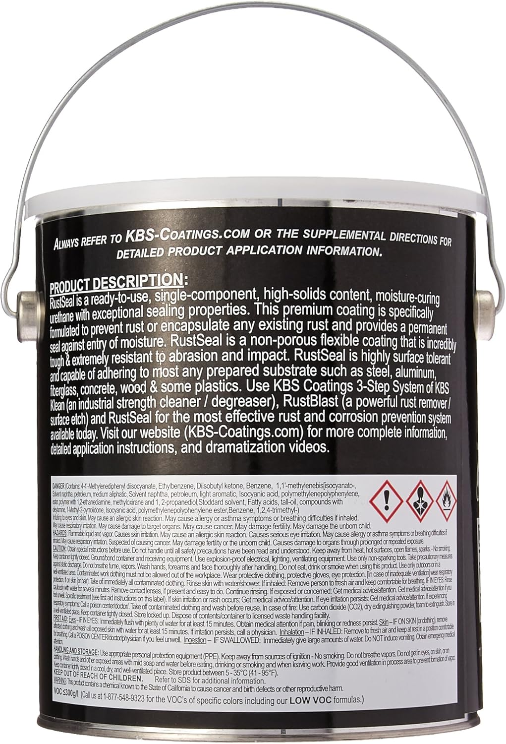 KBS Coatings 4501 Gloss Black RustSeal - 1 Gallon Covers 200 sq ft, Proven Rust Prevention - Image 3