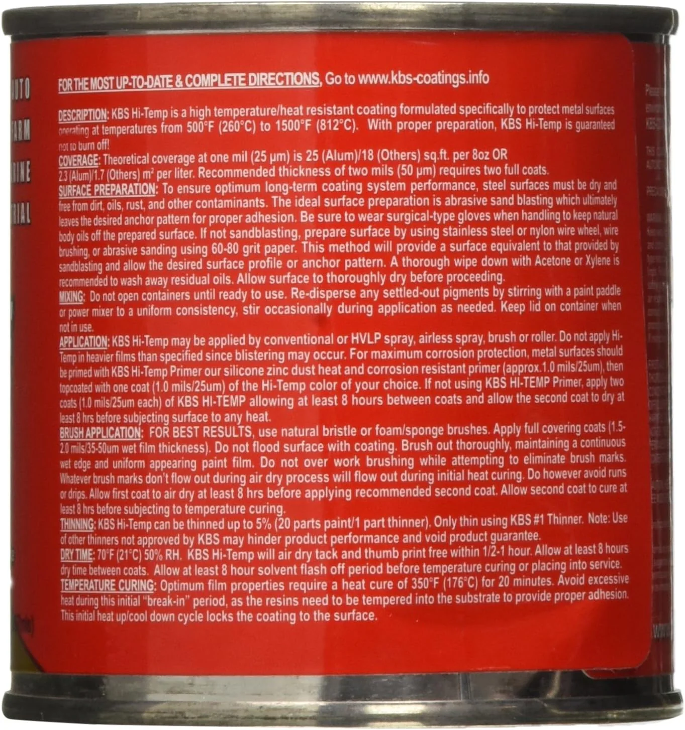 KBS Coatings 65202 Jet Black Xtreme Temperature Coating - 8 fl. oz. - Image 3