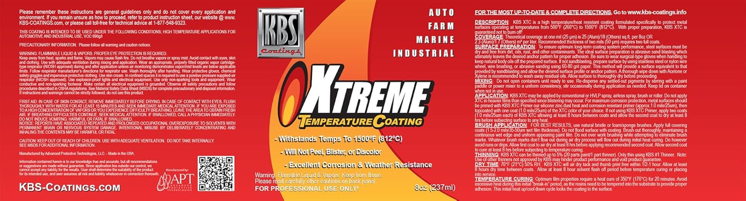 KBS Coatings 65203 Aluminum Xtreme Temperature Coating - 8 fl. oz. - Image 3