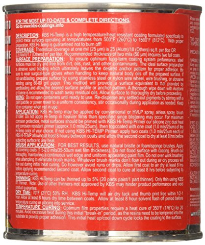 KBS Coatings 65325 Charcoal Metallic Xtreme Temperature Coating - 1 Pint, Charcoal Metallic, 16 Fl Oz (Pack of 1) - Image 2