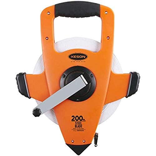 Keson NRS18200 Nylon-Reinforced Steel Blade Tape Measure, Speed Rewind (Graduations: ft., in. 1/8), 200-Foot , Orange