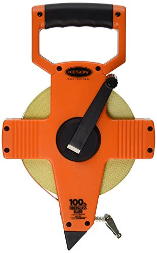Keson OTR10M100 Open Reel Fiberglass Tape Measure Reel with Double Hook (Graduations: 1/10, 1/100 & m, cm, 2mm), 30M/100-Foot