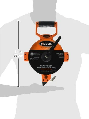 Keson OTR10M165 Open Reel Fiberglass Tape Measure Reel with Double Hook (Graduations: 1/10, 1/100 & m, cm, 2mm), 50M/165-Foot - Image 3