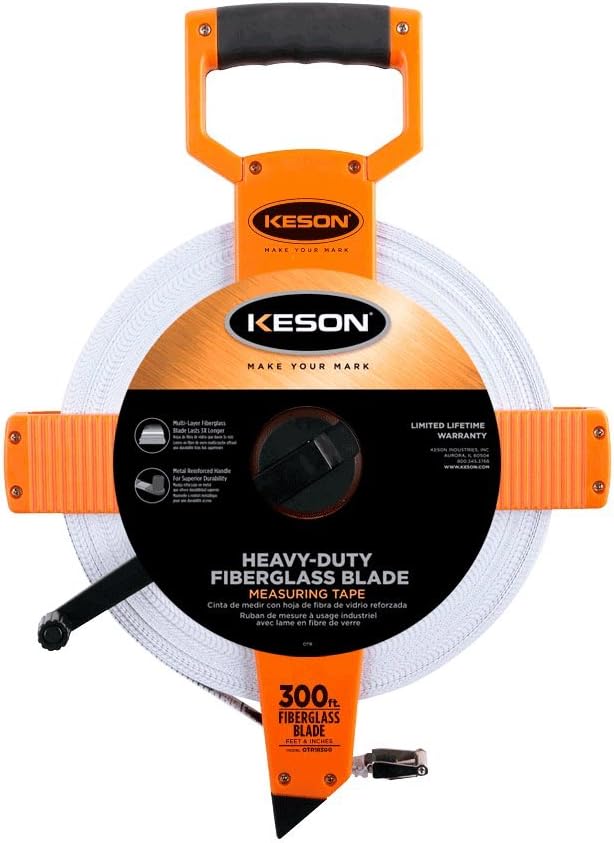 ‎Keson | ‎OTR18300 | Keson OTR18300 Open Reel Fiberglass Tape Measure Reel (Graduations: ft., in. 1/8), 300-Foot - Image 2