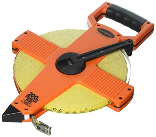 Keson OTR18M200 Open Reel Fiberglass Tape Measure Reel with Double Hook (Graduations: Ft., In., 1/8 & m, cm, 2mm), 60M / 200-Foot