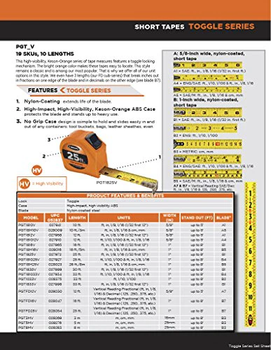 Keson PGT3MV Short Tape Measure with Nylon Coated Steel Blade and Toggle Lock (Graduations: m, cm, mm), 16mm by 3-Meter - Image 2