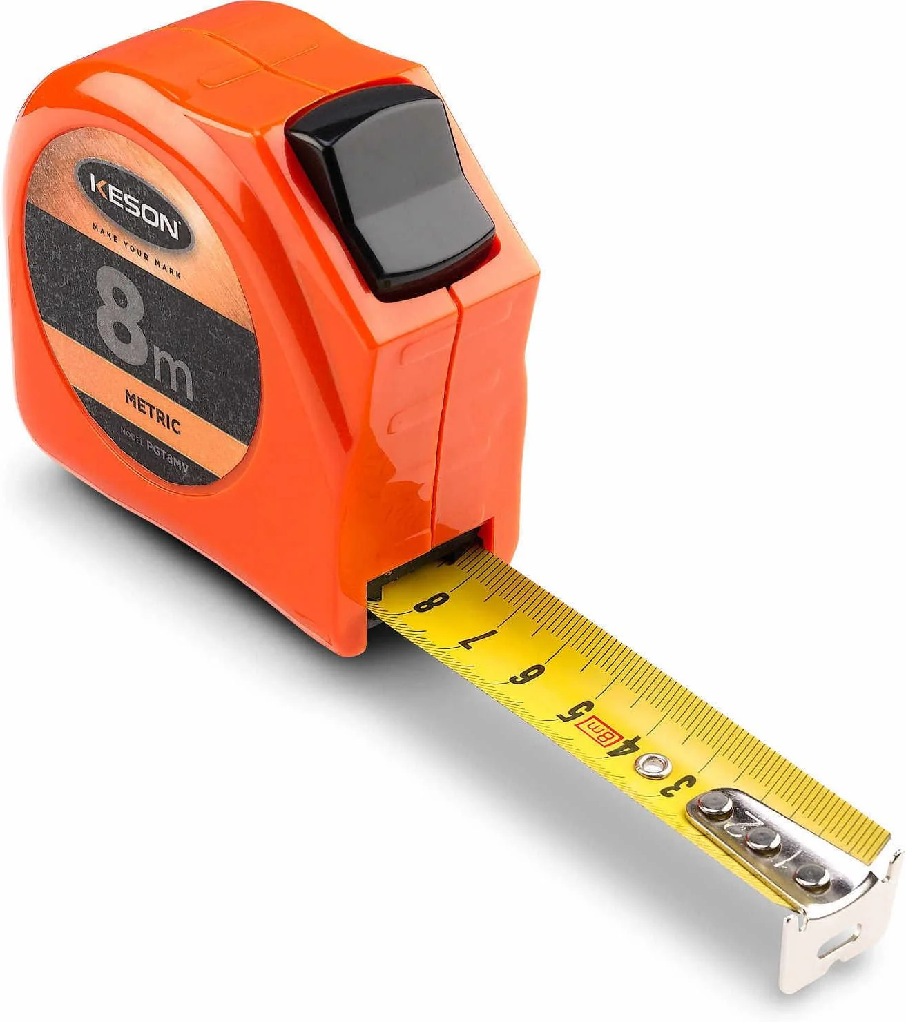 ‎Keson | ‎PGT8MV | Keson PGT8MV Short Tape Measure with Nylon Coated Steel Blade and Toggle Lock (Graduations: m, cm, mm), 25mm by 8-Meter - Image 2